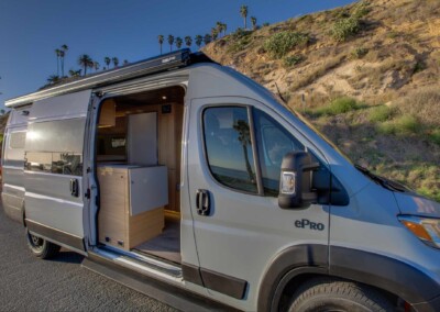 Vanacea electric camper van with sliding door open